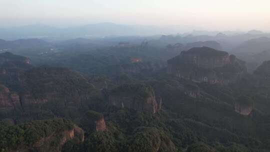 广东韶关丹霞山5A景区晚霞日落夕阳航拍