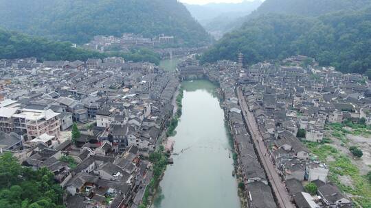 航拍湖南湘西凤凰古城全景