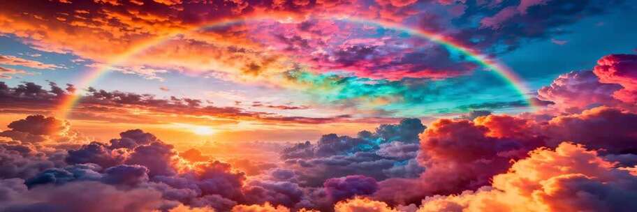 七彩祥云彩云天空美景合集