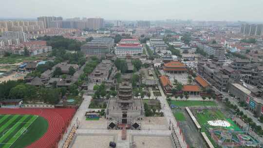 航拍山东菏泽水浒好汉城4a景区