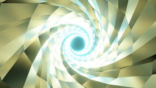抽象蓝黄未来闪烁螺旋隧道3D动画。
