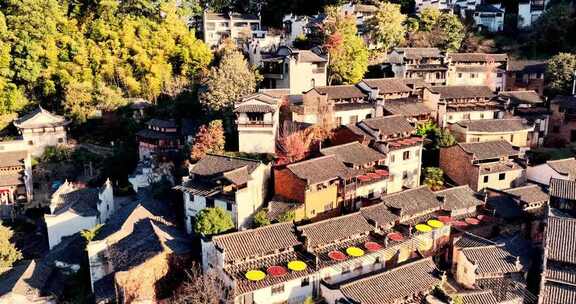 江西婺源篁岭美丽乡村晒秋航拍