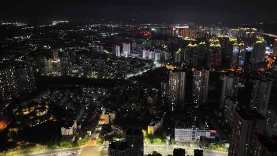 四川自贡万家灯火城市夜景航拍