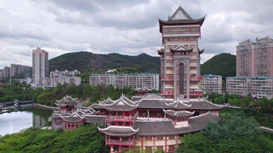 毕节市碧阳湖湖心岛视频素材模板下载