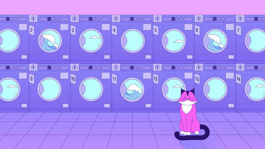 带Cat Lo Fi动画的自助洗衣店