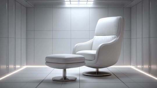 极简风格白色座椅与脚凳空间展示