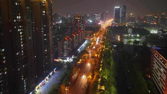 杭州钱塘新区下沙夜晚夜景车流延时