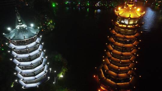航拍广西桂林旅游城市旅游景点视频素材模板下载