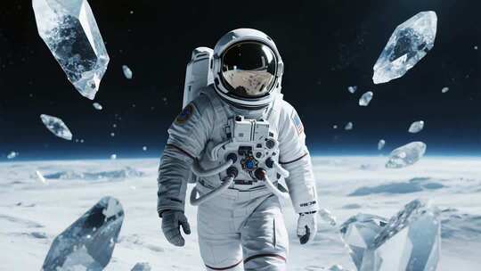 宇航员在太空场景中行走