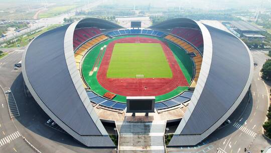 航拍金华市区杭州亚运会体育中心场馆视频素材模板下载