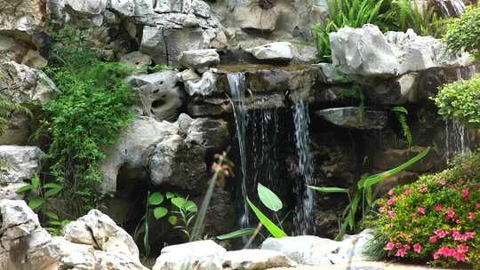 中式园林 瀑布水景