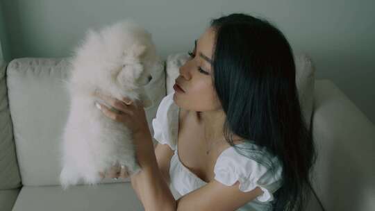 狗，宠物，女人，蓬松