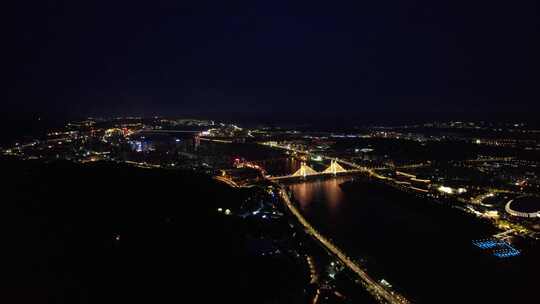 福建福州大景城市夜景灯光航拍视频素材模板下载