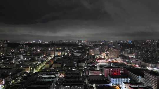 广东深圳城市大景夜景灯光航拍