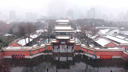 南京朝天宫雪景航拍