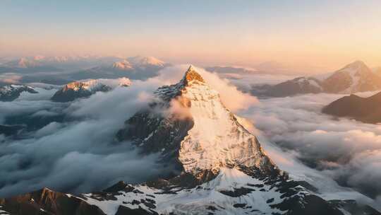 珠穆朗玛峰登山雪山风光旅游景色视频素材