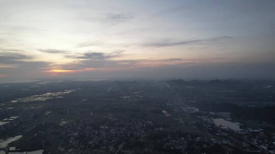 乡村夕阳航拍