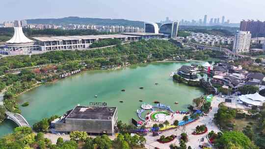 南宁民歌湖国际音乐小镇航拍视频素材