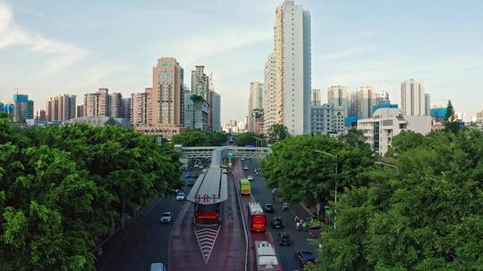 广西南宁城市公交BRT道路航拍