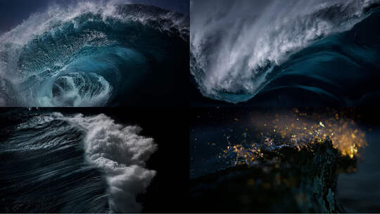海浪汹涌的海浪慢镜头特写