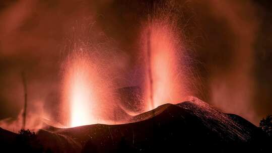 火山，熔岩，喷发，西班牙