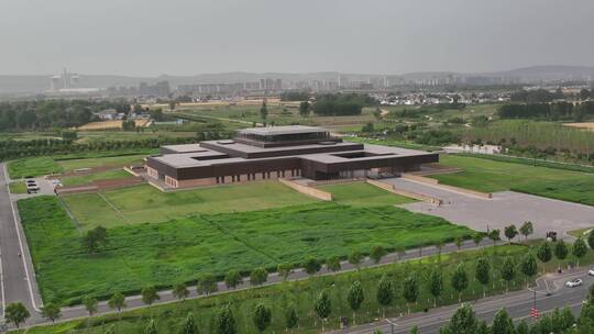 洛阳二里头夏都博物馆航拍芦苇荡建筑美学