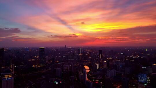 上海日落夕阳晚霞航拍