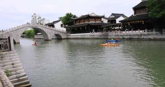 美丽河道 苏州斜塘老街建筑 好天气