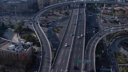 南京建邺内环南线道路交通航拍视频素材模板下载