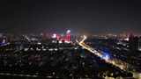 北京路金凤万达大世界夜景航拍高清在线视频素材下载