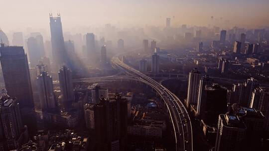 上海浦西延安高架俯拍