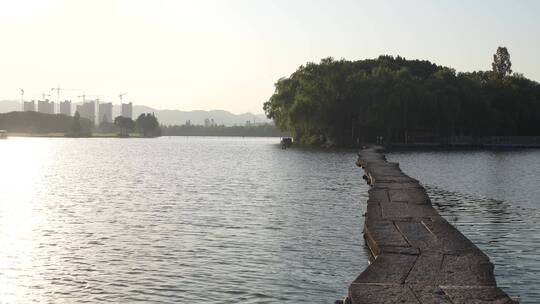 浙江嘉兴柯岩风景区古纤道风景视频