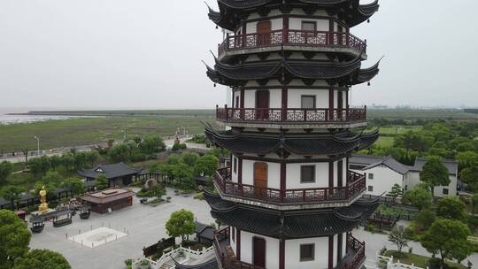 上海奉贤东海观音寺4K航拍原素材