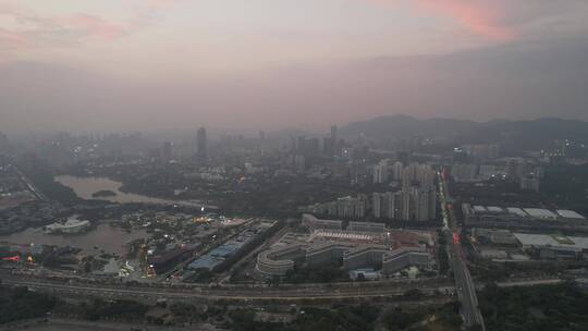 深圳滨江大道深圳湾公园海边海岸线夕阳霞光