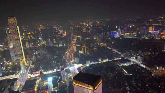 长沙夜景长沙IFS国金中心市区高楼大厦航