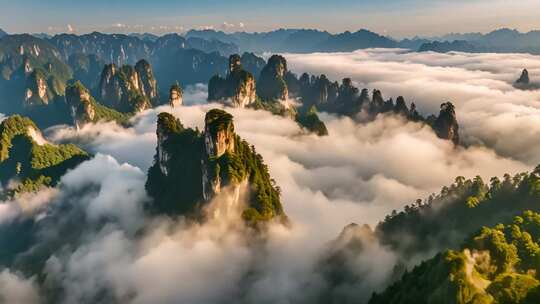 山峦云海自然风光全景