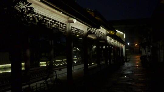 绍兴仓桥直街古街道夜景视频