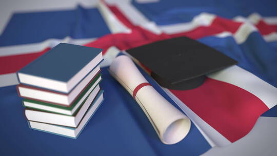 冰岛国旗毕业帽和文凭视频素材模板下载