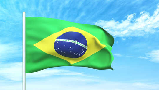 巴西国旗空中飘扬