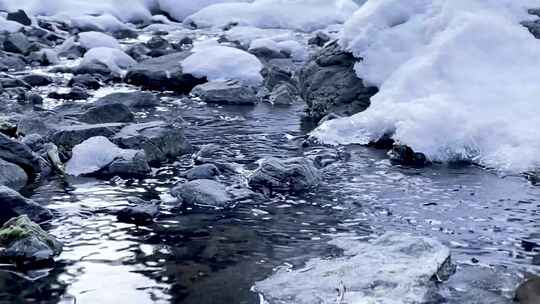 冰天雪地下的小河流水