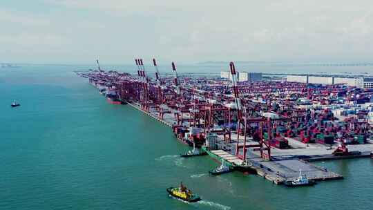 广州南沙港货运码头航拍