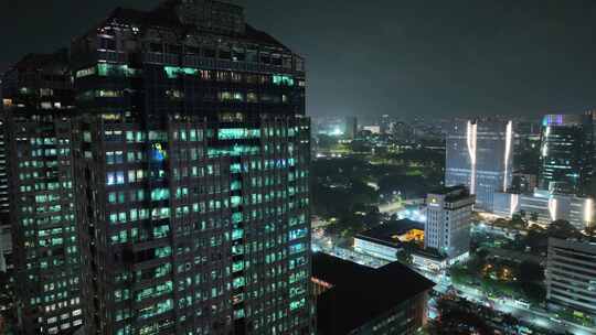 原创航拍印尼城市雅加达天际线夜景风光