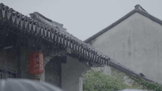 古建筑屋檐下雨 意境水滴 唯美屋檐雨滴