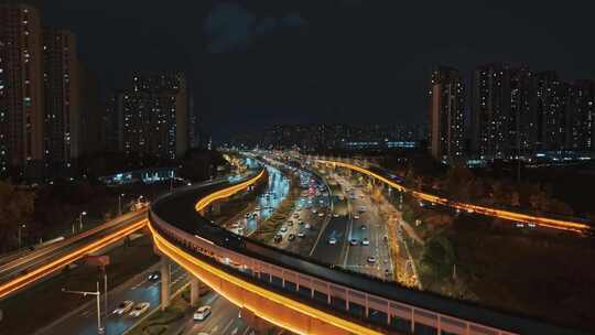 成都娇子立交三环路夜景震撼超高清航拍