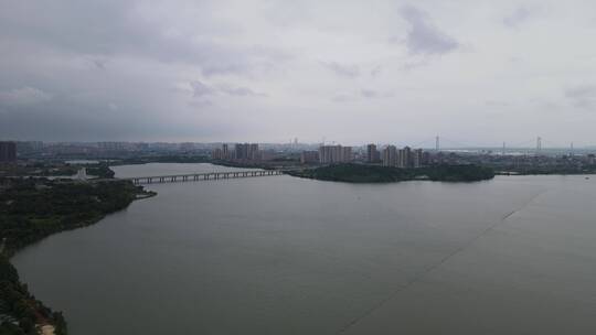 湖南岳阳芭蕉湖风景航拍