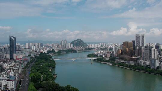 航拍广西柳州城市景观全景 4k