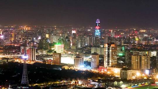 山东济南城市夜晚实拍地标建筑延时摄影