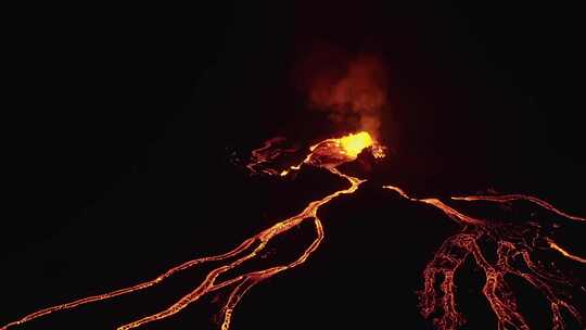 火山，喷发，熔岩，无人机