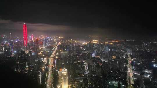 深圳福田区CBD夜景航拍