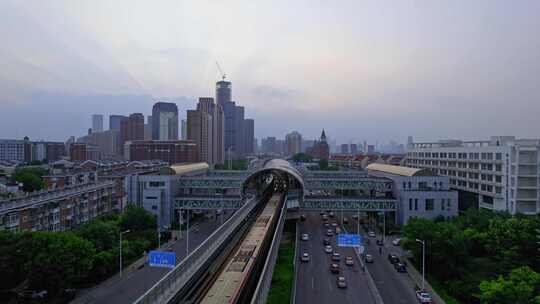 天津海河复兴门城市地铁轨道交通都市风景